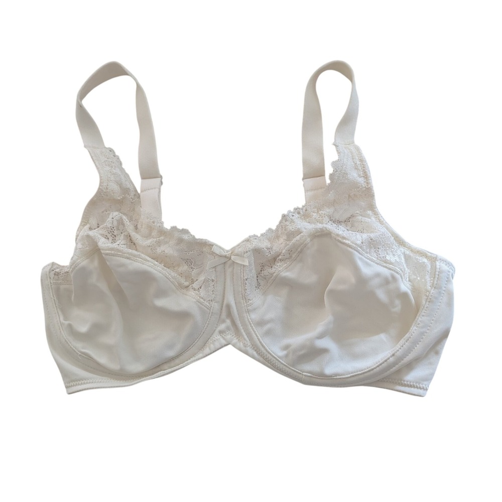 Lilyette by Bali Enchantment Minimizer Bra 36D Ivory Lace Underwire 03240F PLK